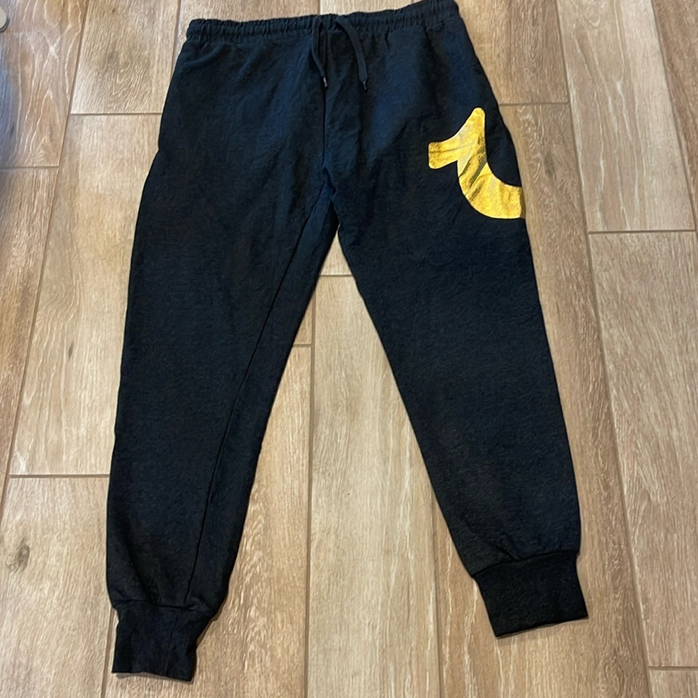 True Religion Charcoal/Gold Joggers LARGE